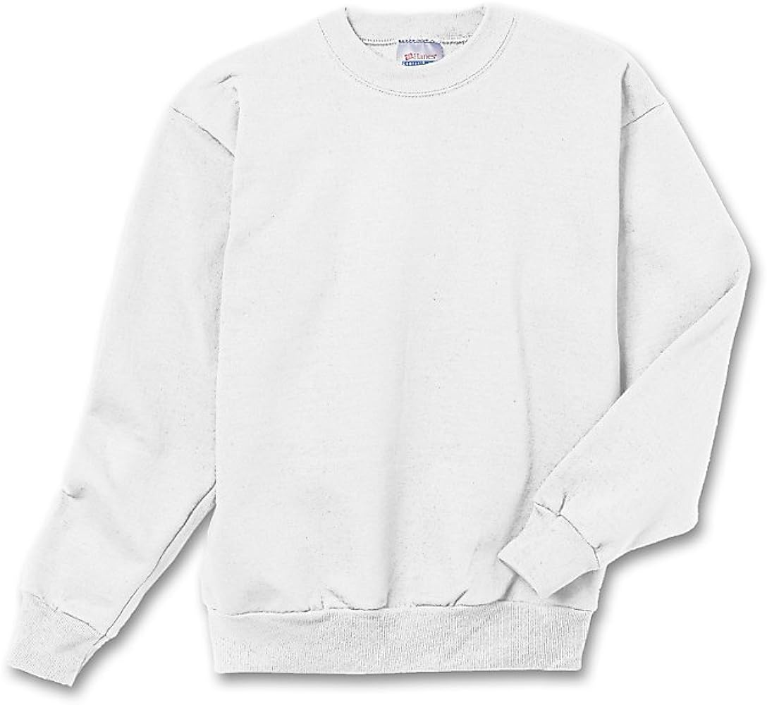 Hanes Boys Youth ComfortBlend EcoSmart Crewneck Sweatshirt(P360)-White-XS