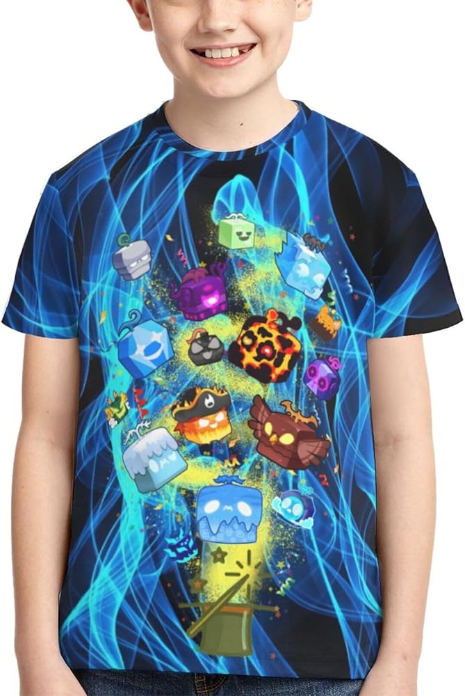 Blox Fruits Boys' 3D Printed Novelty Shirt Casual Tops T-Shirt Tees for Boys and Girls