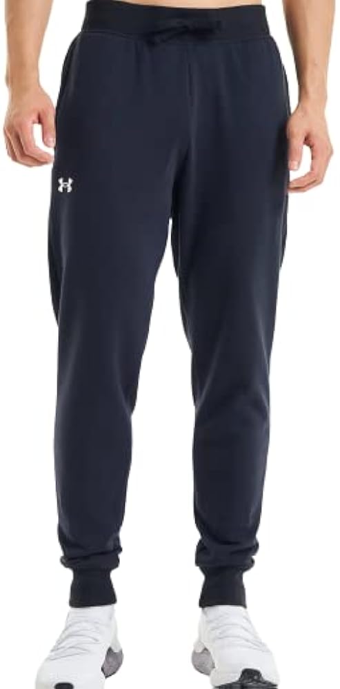 Under Armour Boys' Armourfleece Straight Leg Pant (as1, Alpha, l, Regular, Steel Light Heather/Black, Large)