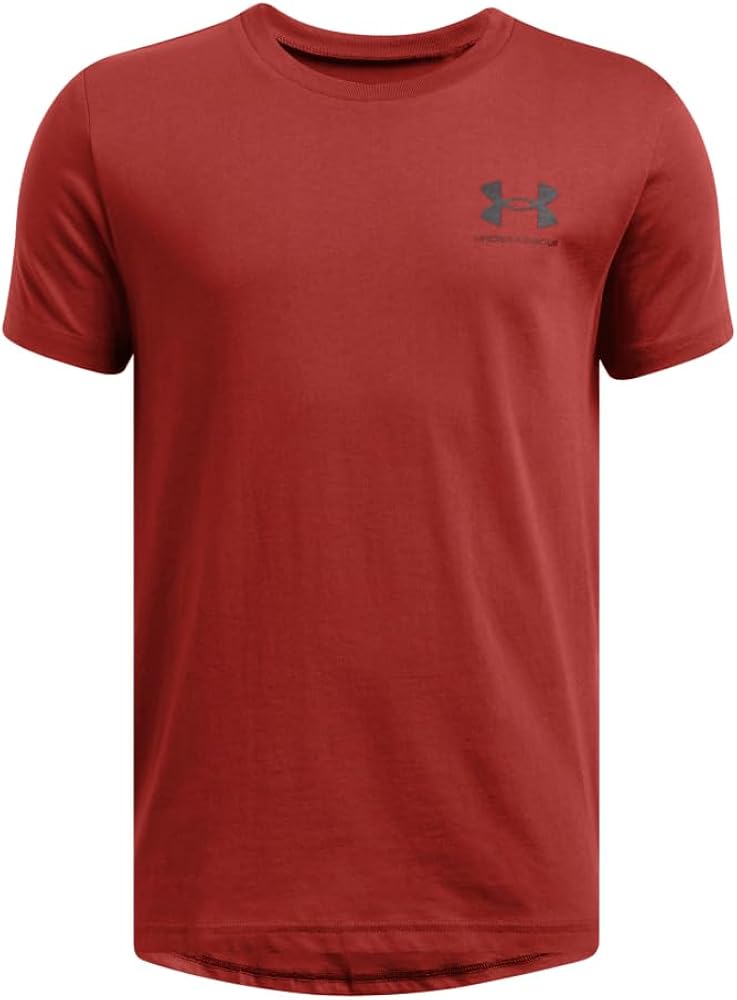 Under Armour Boys' Sportstyle Left Chest Short-Sleeve T-Shirt, (840) Earthen Orange / / Black, Small