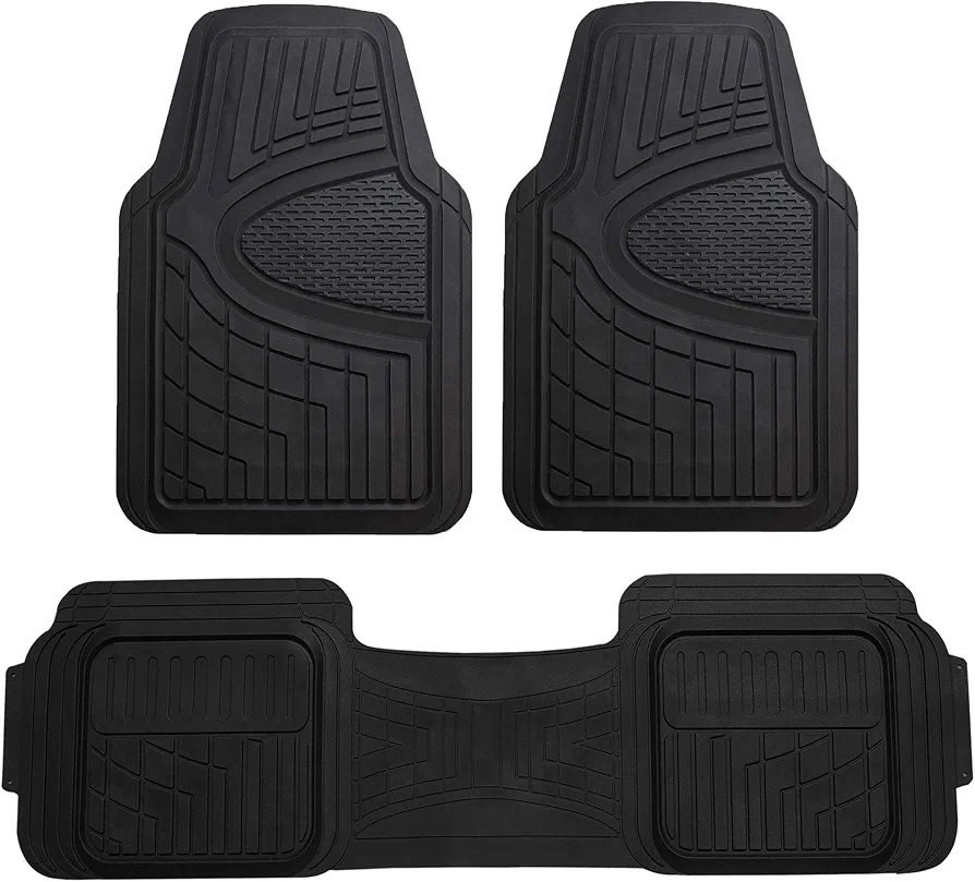 FH Group Automotive Floor Mats Universal Fit Climaproof for All Weather Protection Heavy Duty Rubber fits Most Cars, SUVs, and Trucks, Trim to Fit Black