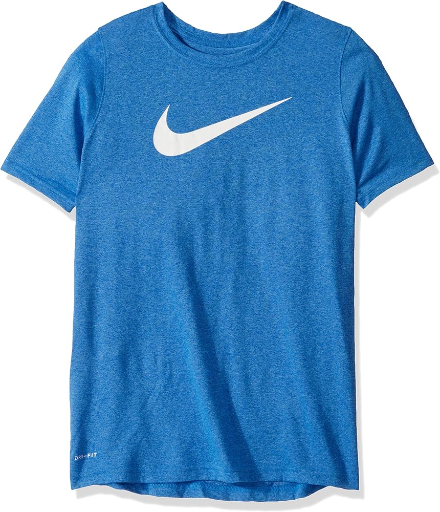 Nike Kids Boy's Dry Short Sleeve Training T-Shirt (Little Kids/Big Kids) Light Game Royal Heather/White XS (6X Little Kids)