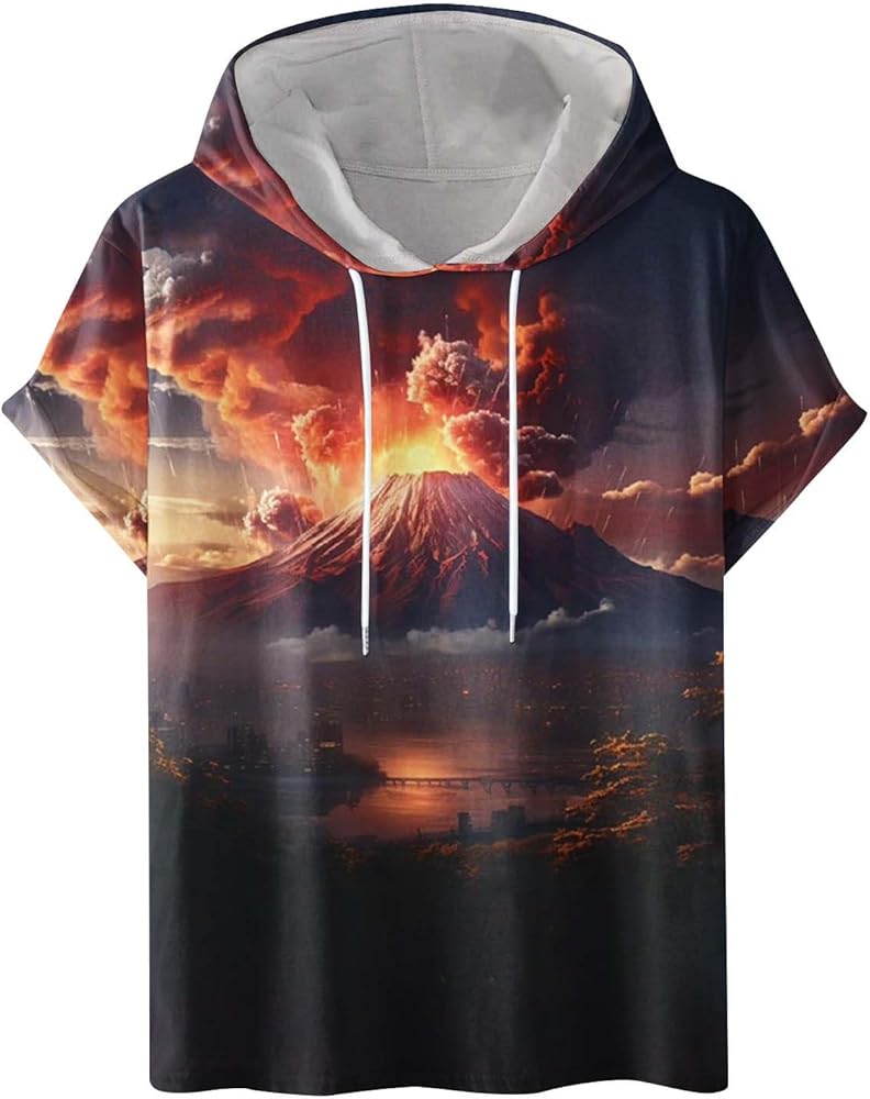 wodceek Teen Boys 3D Graphic Tees Fashion Volcano Lover Geology T-Shirt Novelty Graphic Hoodies Short Sleeve Pullover Tops