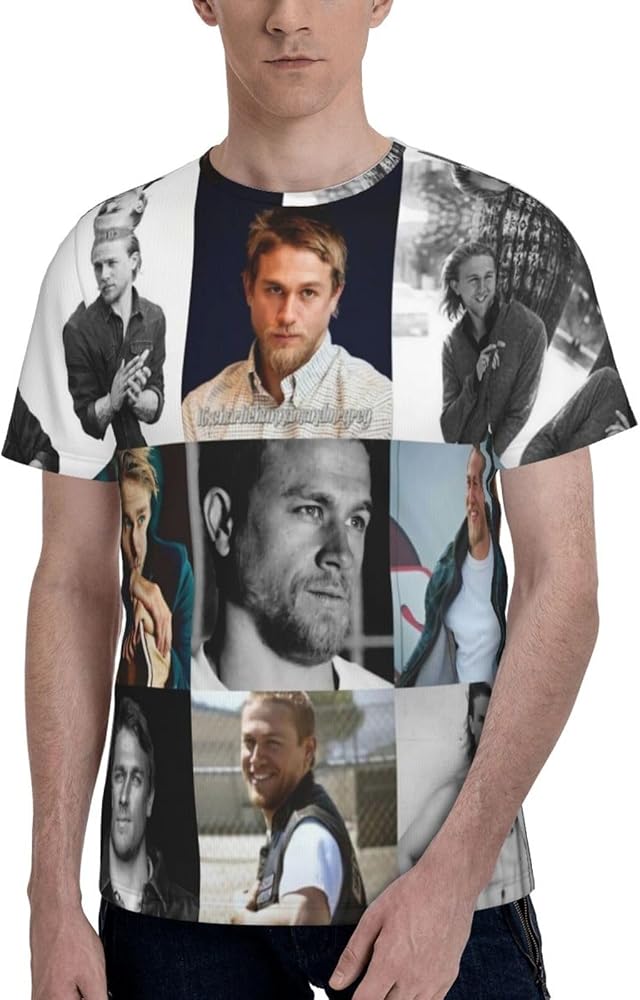 Charlie Hunnam T Shirt Men's Summer Fashion Casual Round Neckline Short Sleeve Cotton Tee Top