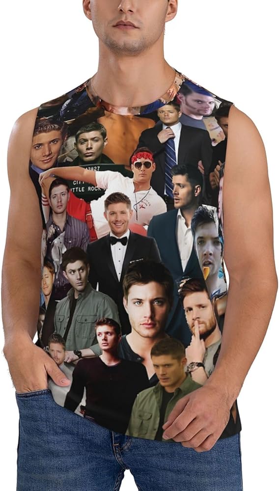 Jensen Ackles Tank Top Boys Summer Casual Novelty Polyester Sleeveless Tee Shirts for Men