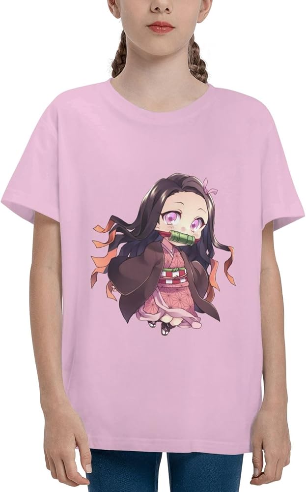 Anime Nezuko Kamado T-Shirt for Boys Girls Shirt Kids Teen Short Sleeve Tee Tops Black