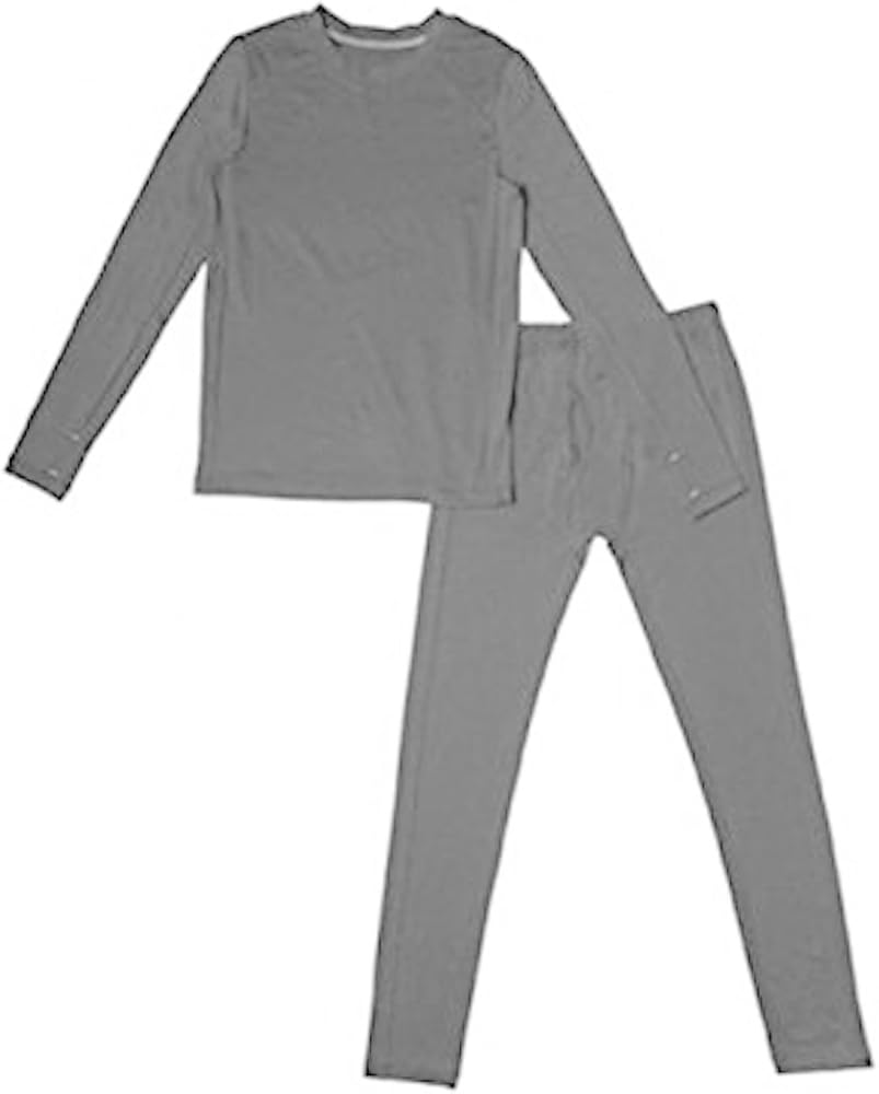 ClimateSmart Boys Warm Baselayer Top & Bottoms 2 Piece Thermal Set Long Sleeve Shirt and Pants (Small, Grey)