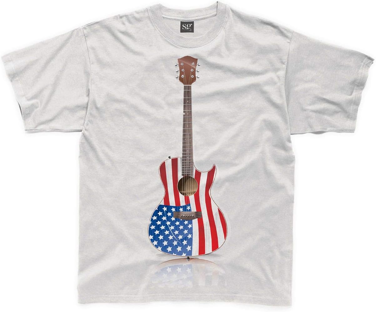 Stars and Stripes Acoustic Guitar Childrens Guitarist Kids T Shirt