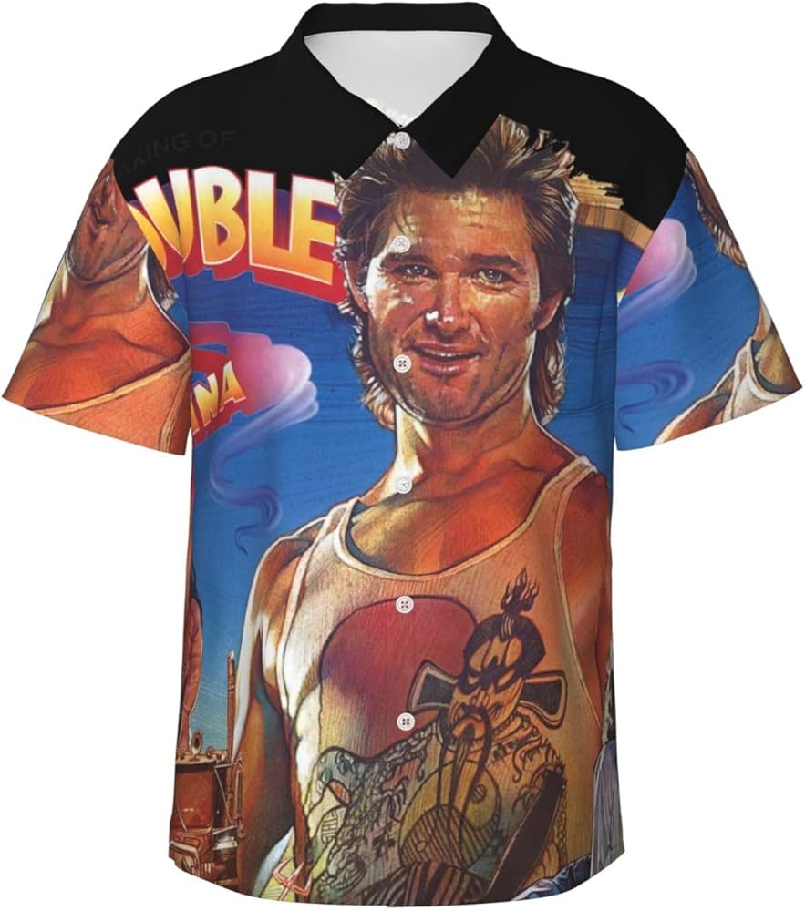 Youth Dads Tshirt for Big Trouble in Little China T Shirt,Retro Short Sleeve Hawaiian tee Lapel Collar Clothing