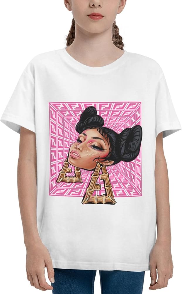 Nicki Music Minaj Shirt Boys Girls T Shirts Short Sleeve Graphic Tees Summer Casual Crewneck Tops White