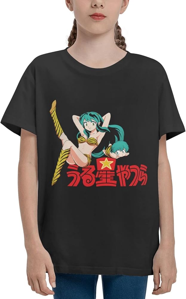 Anime Urusei Yatsura Shirt Boys Girls Round Neck Short Sleeve Cotton Tees