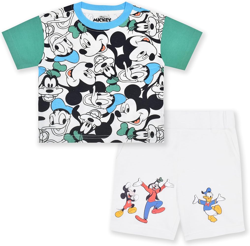 Disney Mickey Mouse Boys 2 Piece Shirt and Shorts Set for Toddlers