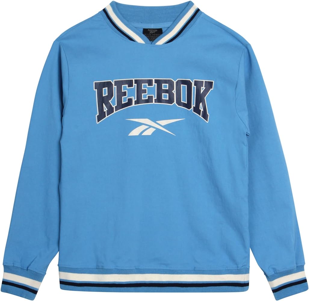 Reebok Boys' Active Sweatshirt - Woven Long Sleeve Varsity Sweatshirt - Performance Pullover for Boys (8-20)