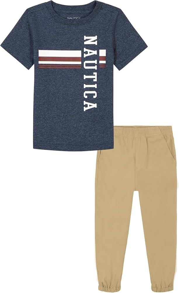 Nautica boys 2pc Knit Tee & Woven Pant Set