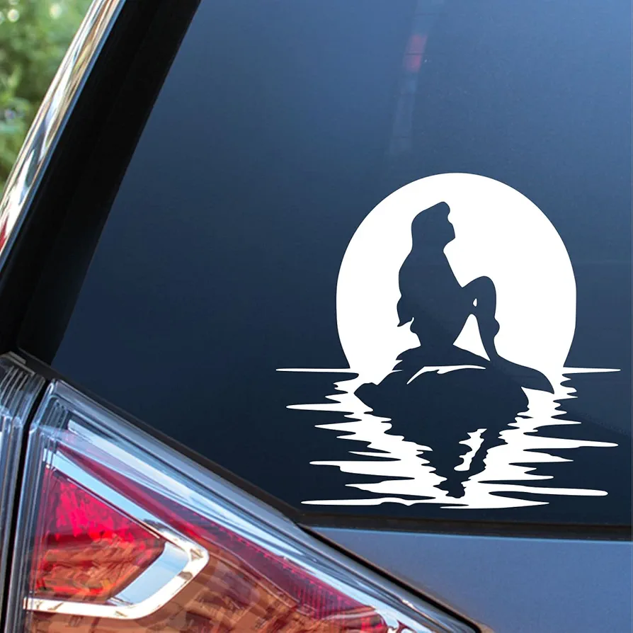 Sunset Graphics & Decals Mermaid On Rock Decal Vinyl Car Sticker Heart Cute Pretty | Cars Trucks Vans Walls Laptop | White | 5.5 inches | SGD000277