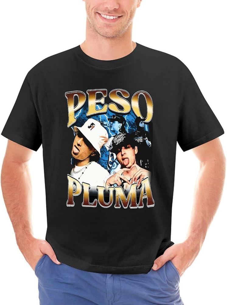 Man Round Neck Short Sleeve Clothing for Peso Mexico Pluma T-Shirt,Music T-Shirt for Gift