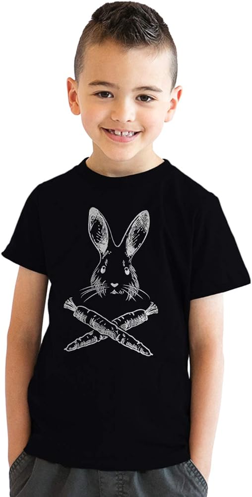 Youth Jolly Roger Easter T Shirt Funny Pirate Bunny Flag Egg Hunt Tee for Kids