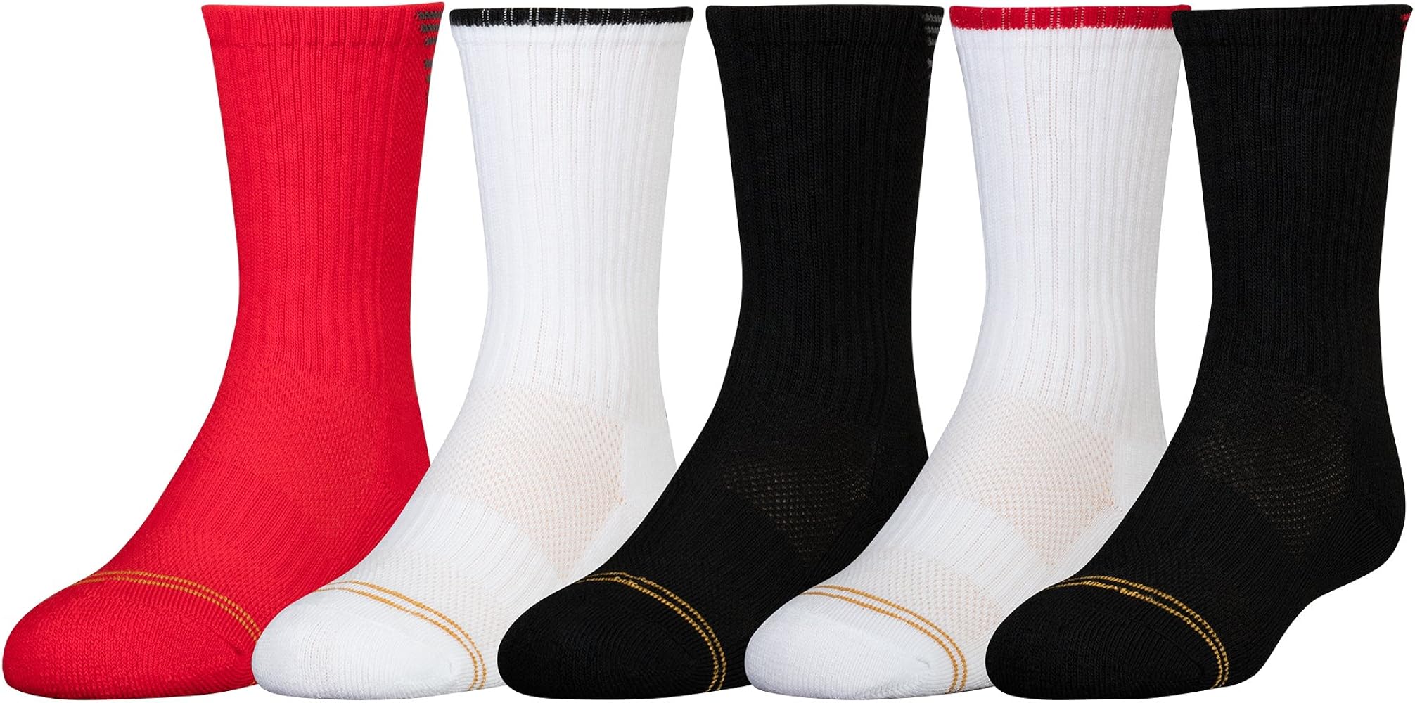 Gold Toe Big Boys' 5 Pack Ultra Tec Back Stripe Crew