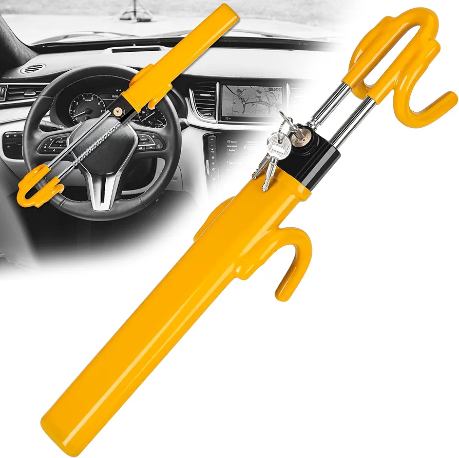 CARTMAN Heavy Duty Steering Wheel Lock Anti-Theft Car Device Security Car Lock Great Deterrent Adjustable Antitheft Locking Devices for Vehicle Truck with 3 Keys