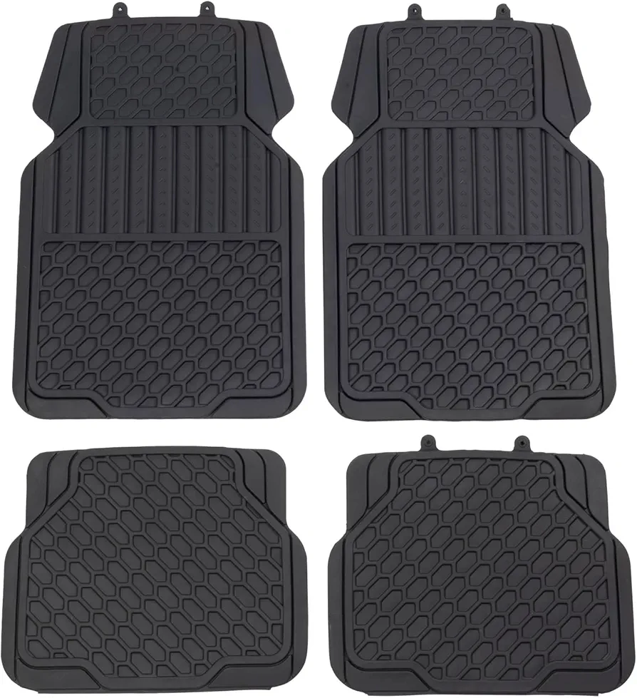 4 Pieces All-Weather Interior Liners,Anti-Slip Disc Heavy Duty Rubber Car Floor mats,Dirt Resistant Camping Fishing Beach Travel Fits Most Vehicles Protection A