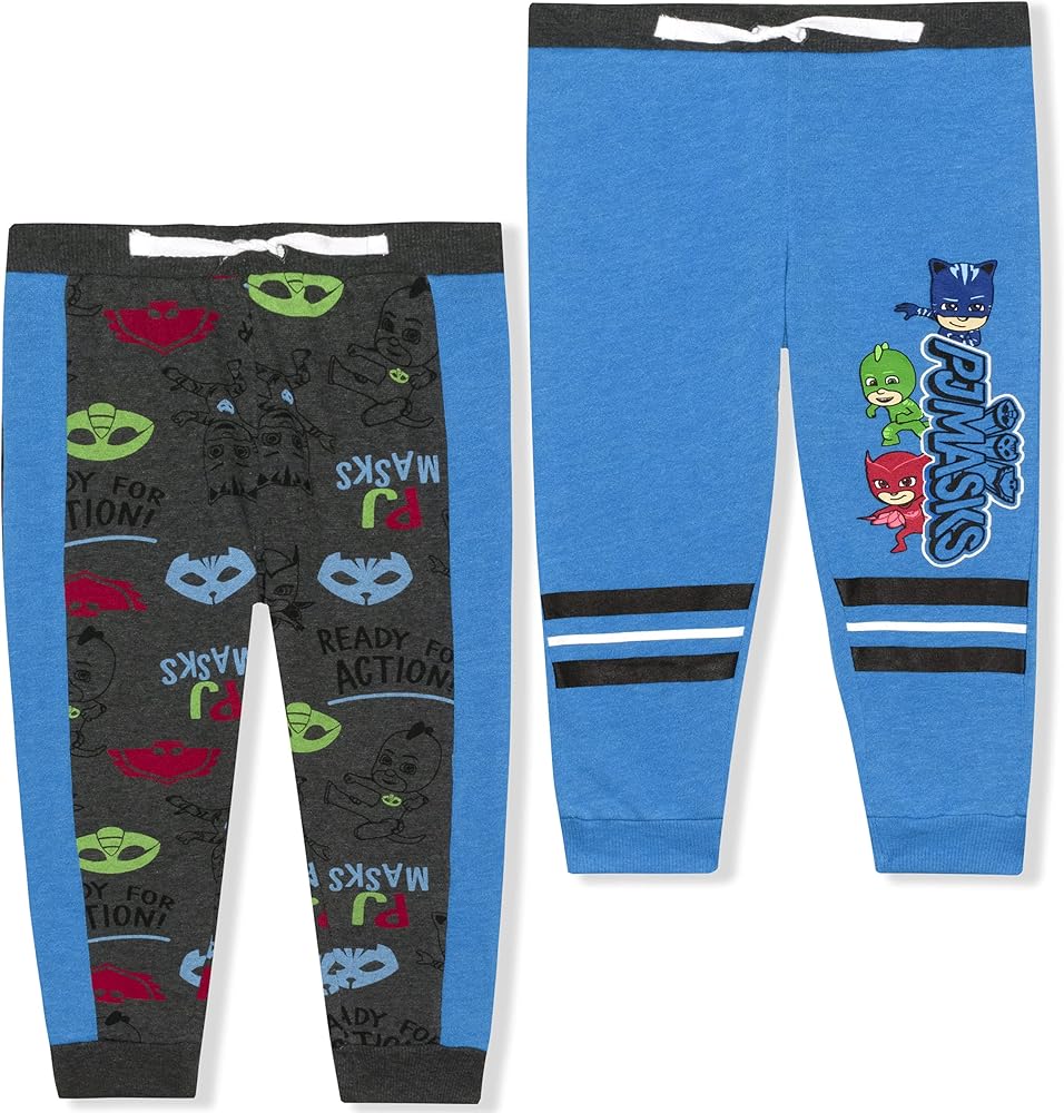 PJ Masks Catboy, Gecko and Owlette 2 Pack Jogger Sweatpants Set for Toddlers and Little Boys – Red or Blue