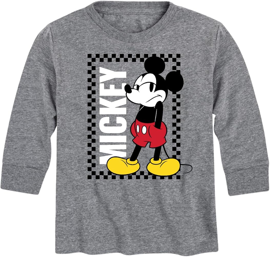 Disney Mickey & Friends - Mickey Checker Frame - Youth Long Sleeve Graphic T-Shirt