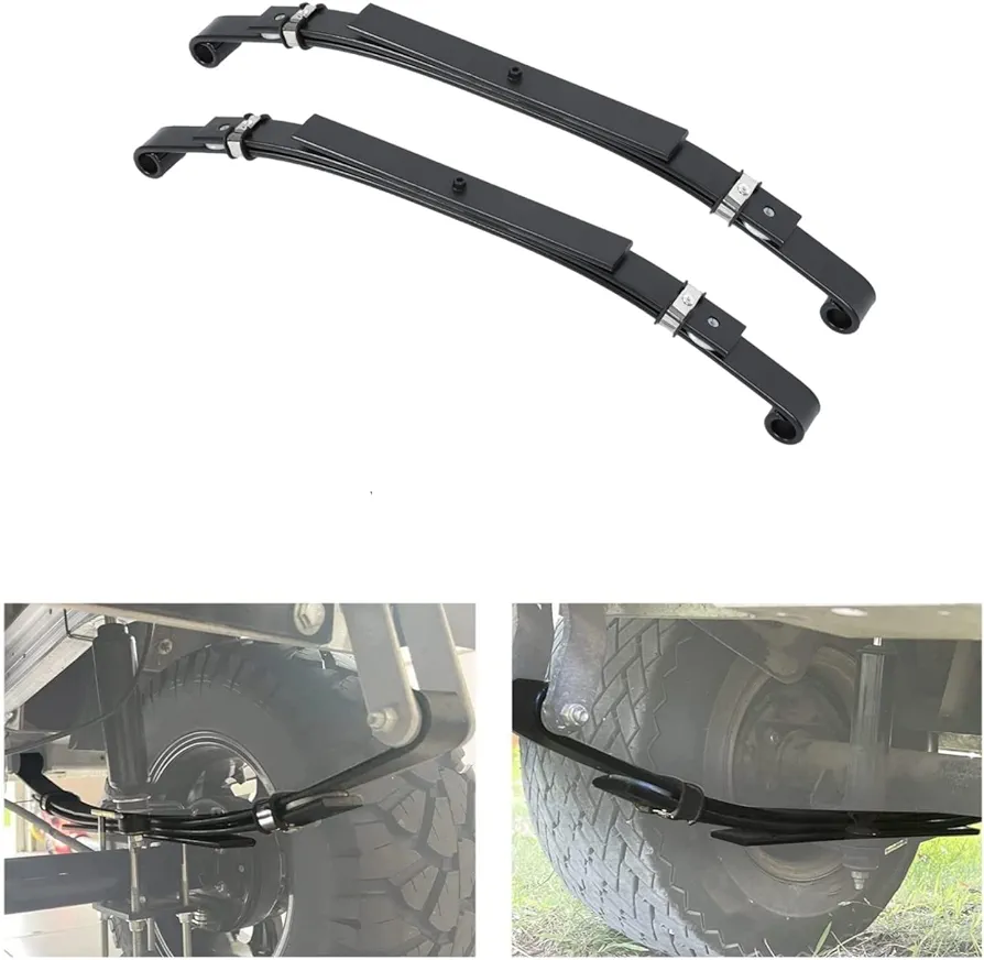 KUAFU Rear Leaf Springs Compatible With Club Car DS Golf Cart 1981-Up Heavy Duty 3 Leafs with Bushings and Sleeves/Set of 2