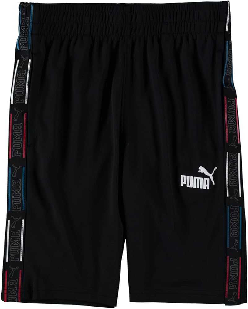 PUMA Boys' Core Essential Athletic Shorts (Small, Mesh Tape Black)