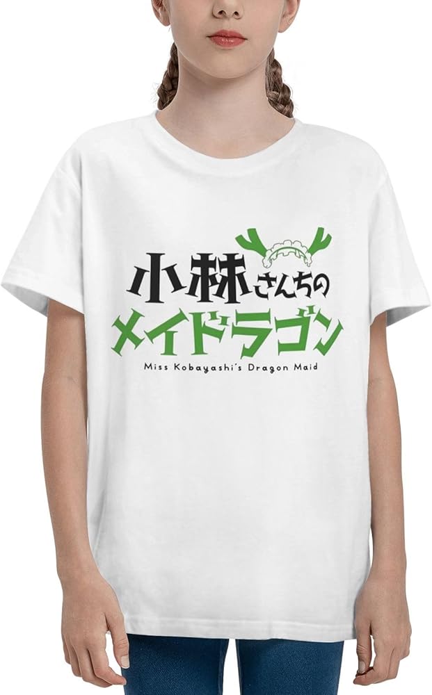 Anime Miss Kobayashi's Dragon Maid Shirt Boys Girls Round Neck Short Sleeve Cotton Tees