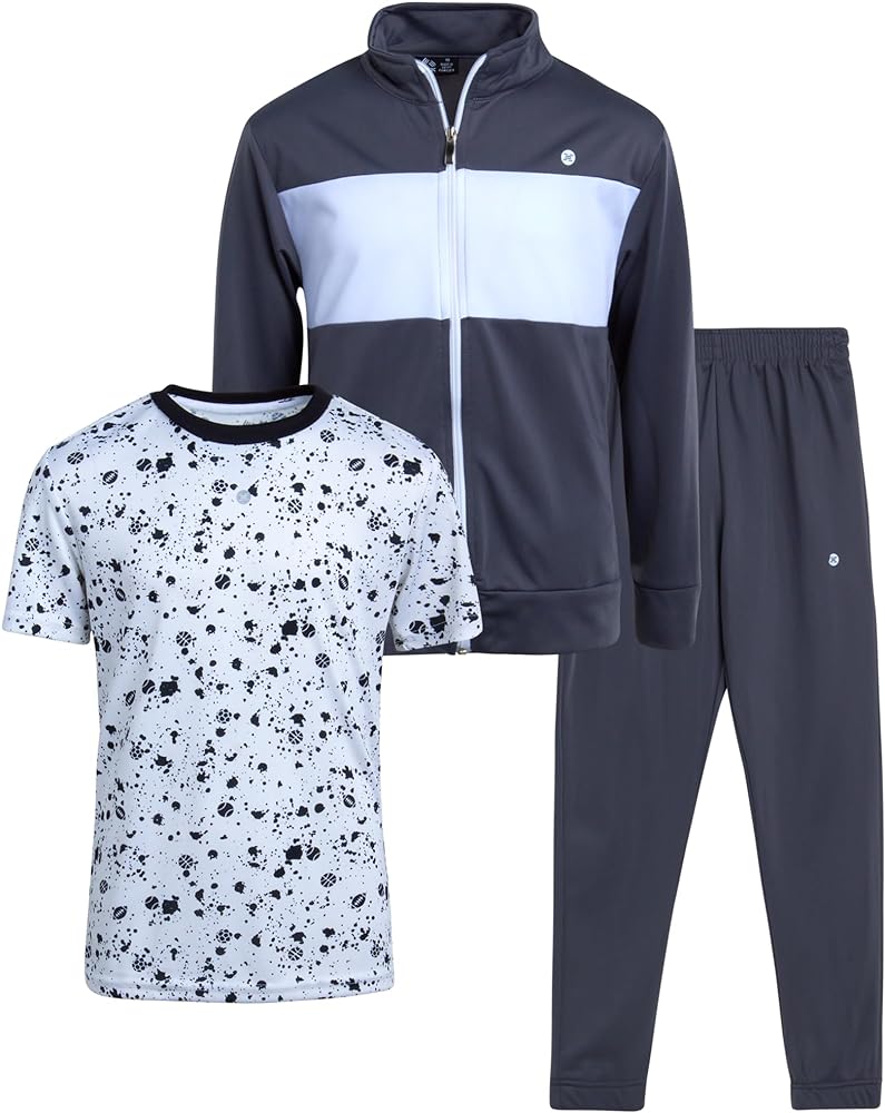 RBX Boys' Jogger Set - 3 Piece Tricot Sweatshirt, Sweatpants, and T-Shirt Tracksuit (8-12)