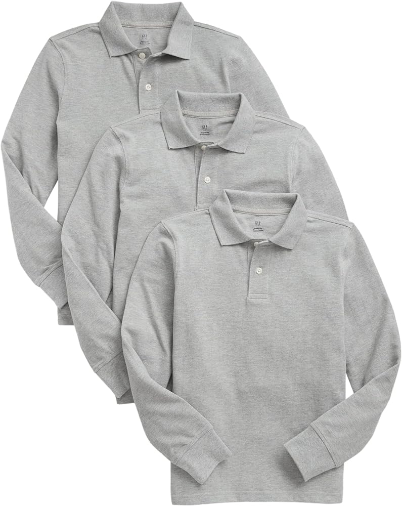 GAP Boys' 3-Pack Cotton Long Sleeve Uniform Polo Shirt