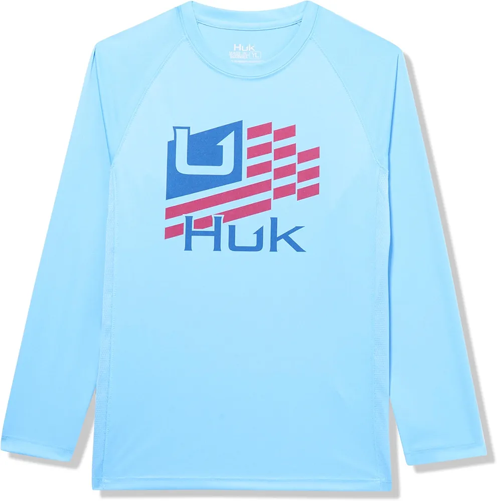 HUK Boys' Pursuit Pattern Long Sleeve, Fishing Shirt for Kids