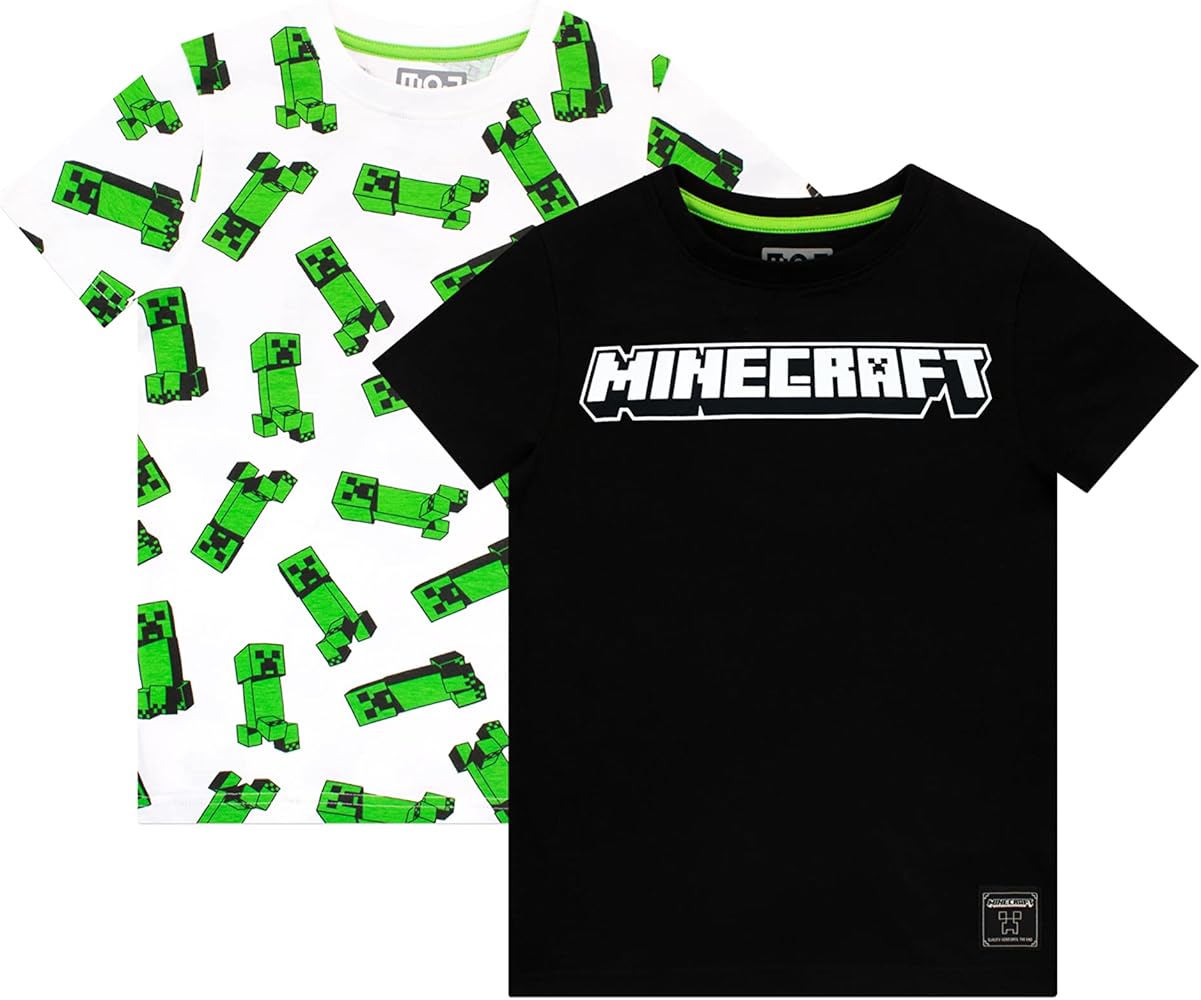 Minecraft T-Shirt 2 Pack Boys Gaming T-Shirts for Kids