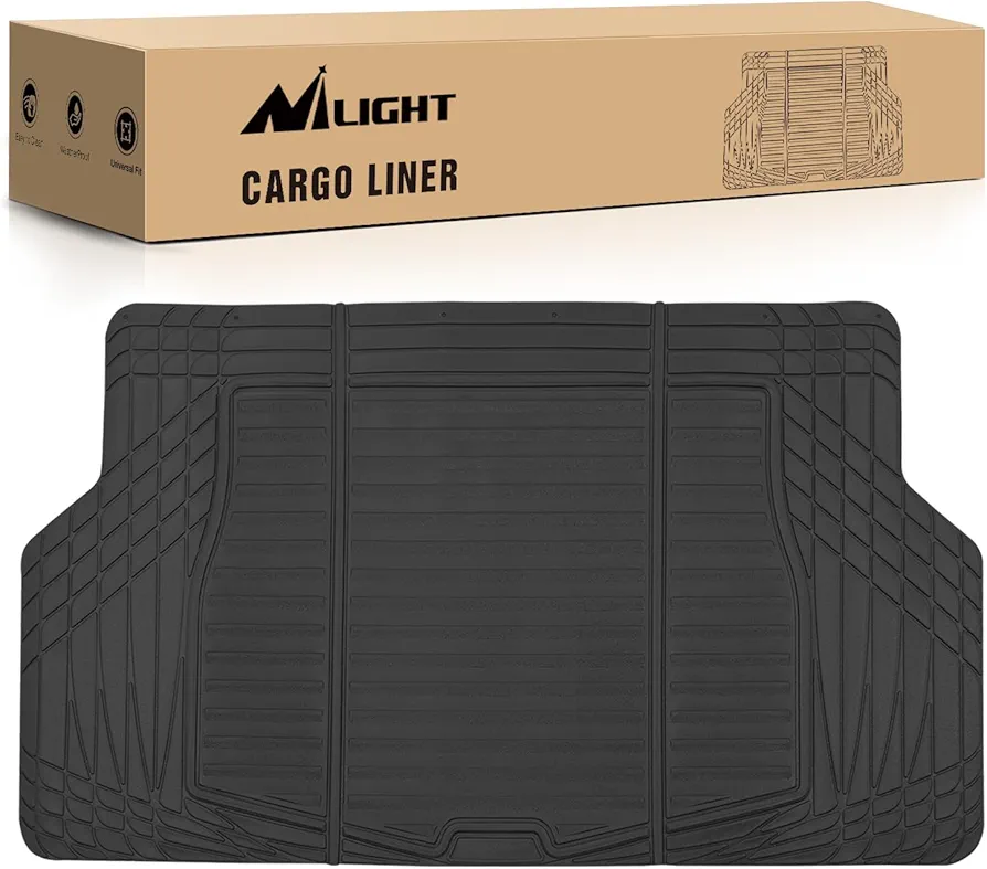 Nilight Rubber Cargo Mats for Cars Trucks SUVs,Universal Trim to fit for Most Vehicles,All Weather Protection Heavy Duty Cargo Liners