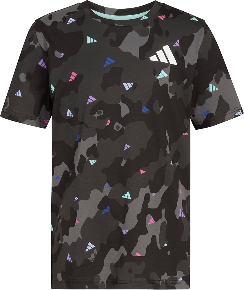 adidas Boys' Short Sleeve Cotton Camo Print T-Shirt