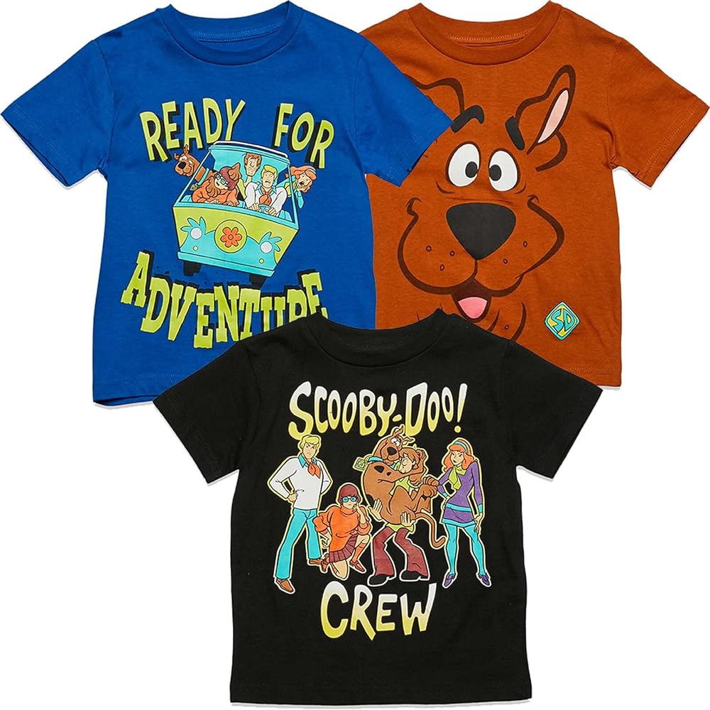 Scooby-Doo 3 Pack Pullover Graphic T-Shirts Toddler to Big Kid