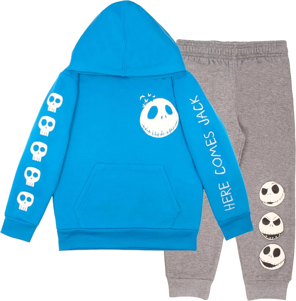 DISNEY Nightmare Before Christmas Boys Matching Sets Pullover Hoodie and Jogger Fleece Set Jack Skellington Graphic Logo