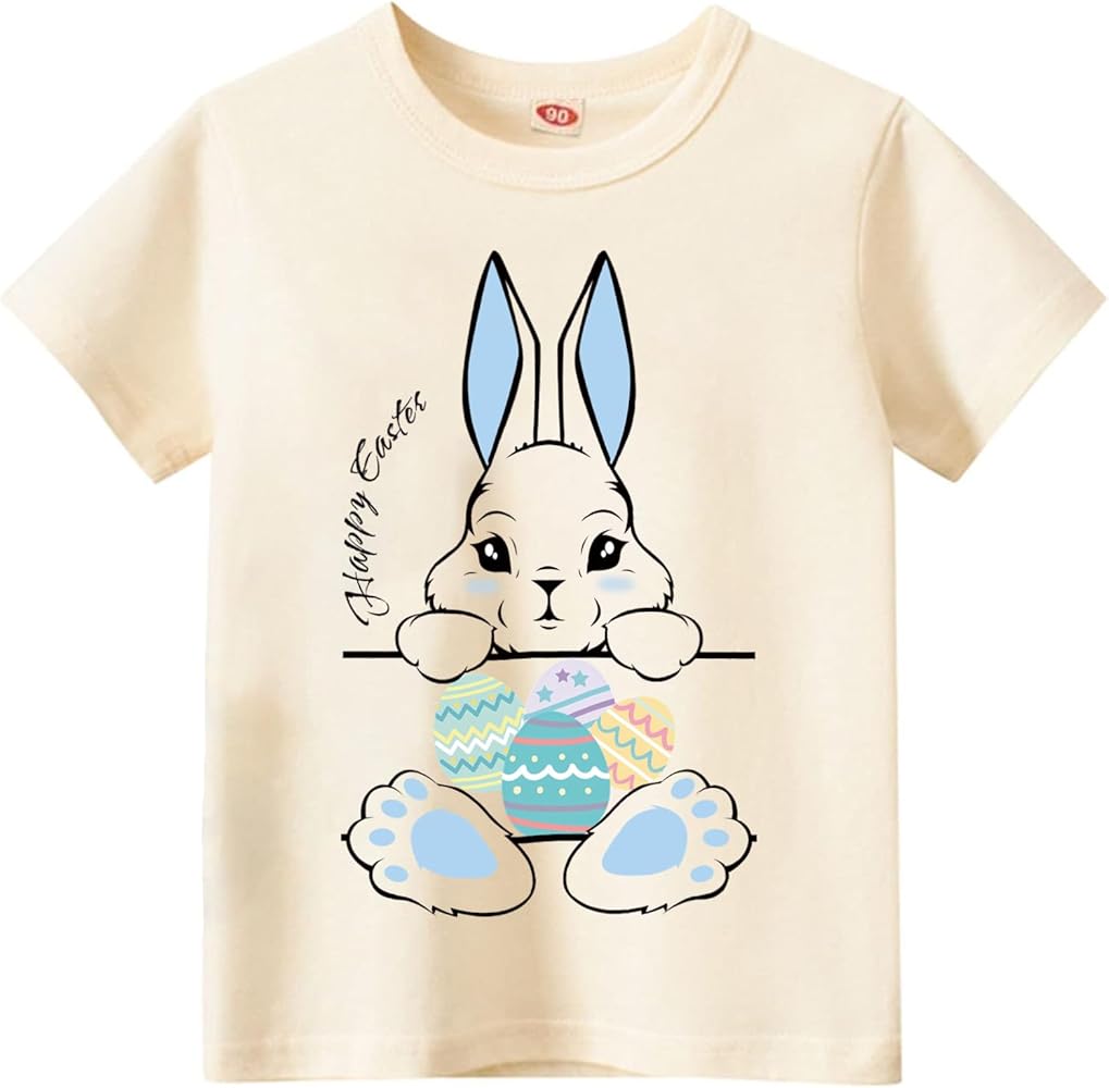 Easter Bunny Shirt for Toddler Boys Girls Kids Eggs-Track Tees Eggs Tractor T-Shirts