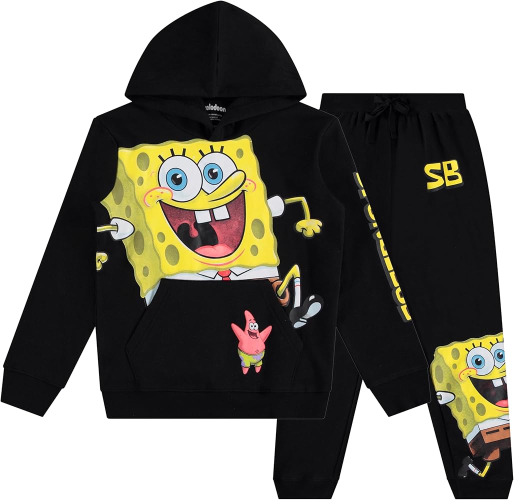 SpongeBob SquarePants Boys Hooded Pullover Hoodie and Jogger Sweatpants Set, Little and Big Boys Sizes 4-20