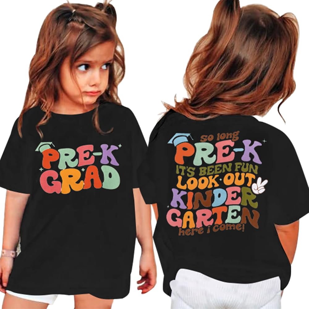 Pre-K Graduation Shirt: Toddler Girls Boys Last Day of School T-Shirt Kids 2024 Preschool Graduation Gift Tops