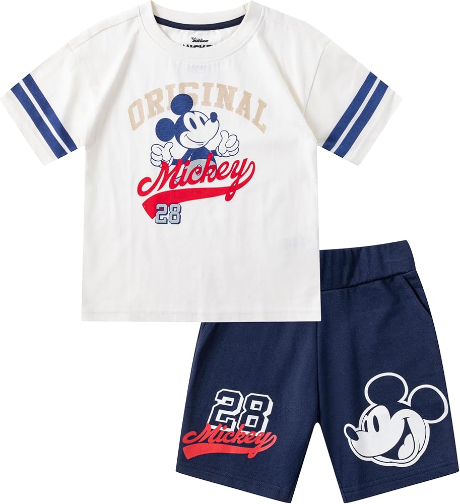 Disney Mickey Mouse Boys Short Sleeve T-Shirt and Shorts 2 Piece Set for Toddlers and Big Kids