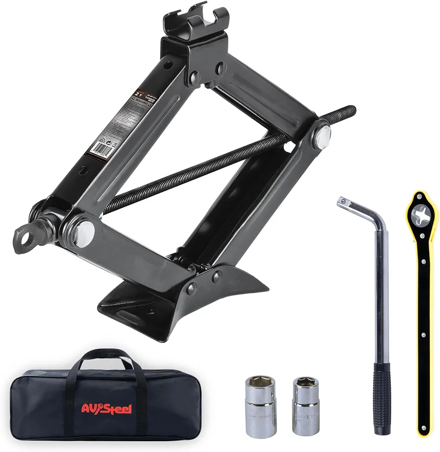 Scissor Jack for Car 2 Ton (4409 lbs) Heavy-Duty Car Jack Kit, Universal Tire Jack Tool Kit - Portable Car Lift Jack with Ratcheting Handle and L-Wrench for Auto SUV MPV