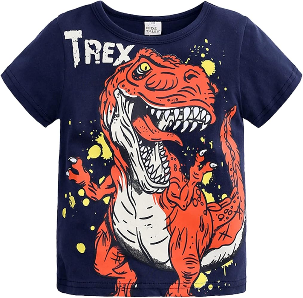 Baby Boys Short Sleeve Graphic T shirt Summer Toddler Boys Cartoon Dinosaur Prints T Shirt Tops Boy Top Tee Large Kid