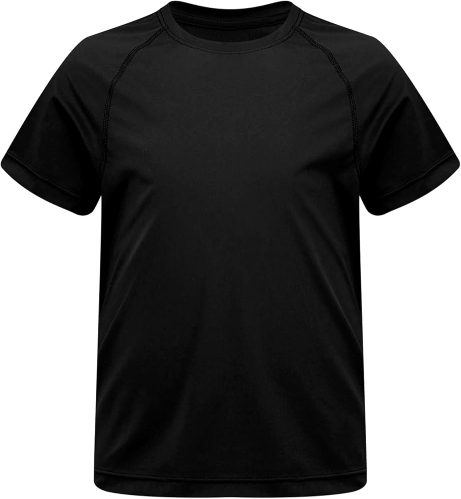 Girls’ Athletic T-Shirt Boys Basic Short Sleeve Tee Shirts Active Performance Dry-Fit Sports Tops 5-14 Years