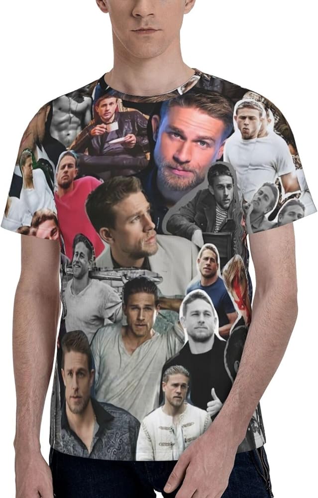 Charlie Hunnam T Shirt Mens Summer Fashion Casual Round Neck Short Sleeve Cotton Tee Top