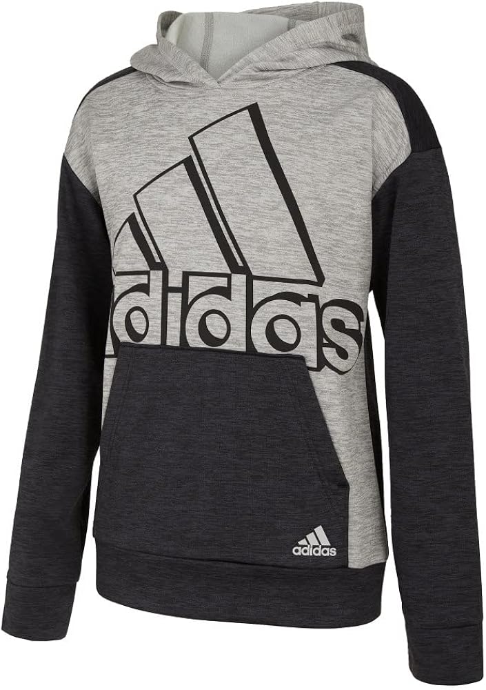 adidas Boy's Melange Event21 Hooded Pullover (Big Kids) Grey Heather MD (10-12 Big Kids)