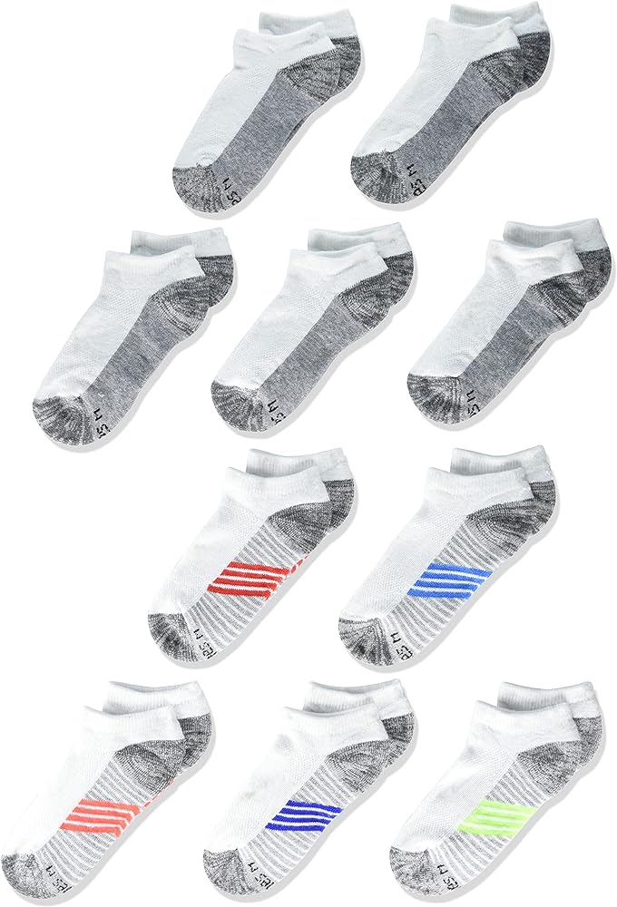 Hanes Ultimate boys No Show, 10-pack fashion liner socks, White, Medium US