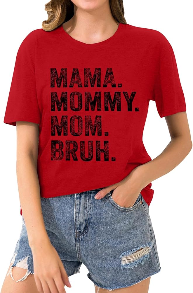 Mother's Day Shirts T Shirts for Women Trendy Fashion Words Graphic O-Neck Short Short Sleeve Tops Comfort Blouses