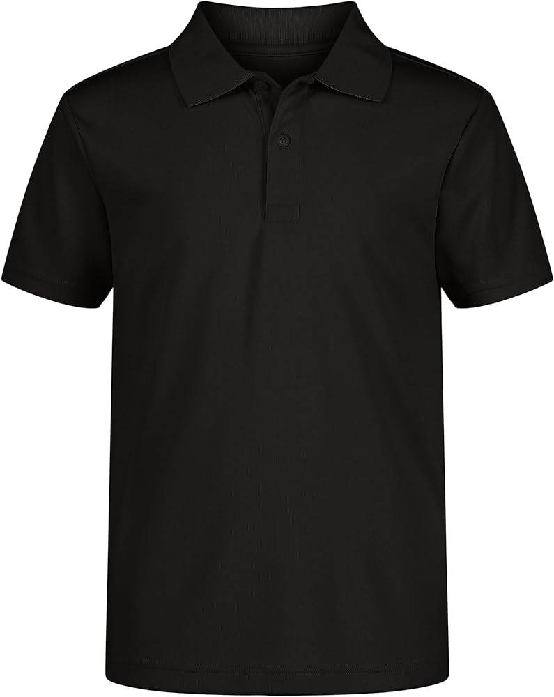 IZOD Boys' School Uniform Short Sleeve Polo Shirt, Button Closure, Moisture Wicking Performance Material