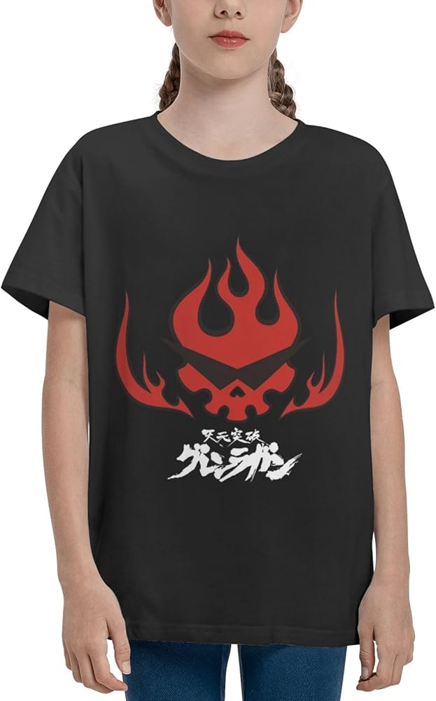 Anime Gurren Lagann Shirt Boys Girls Round Neck Short Sleeve Cotton Tees